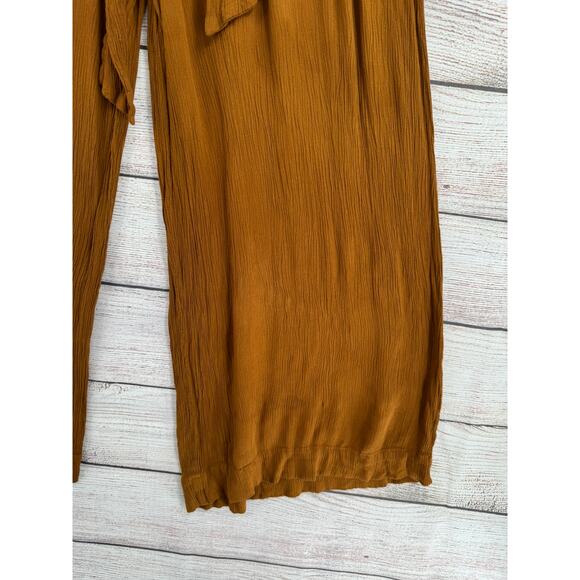 Everyday Collection Crepe Wide Leg Pants Womens 2 Brown Tie Waist Pockets - Picture 4 of 10